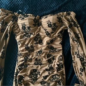Windsor (L) Taupe Sexy Floral Dress